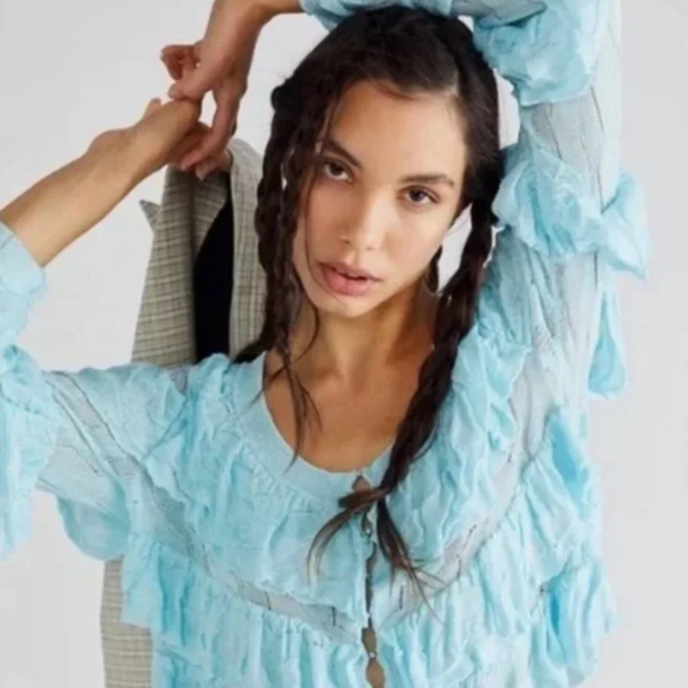NWOT Free People Ruffle Cardigan
